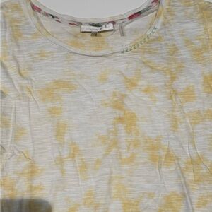 LoveShackFancy Yellow and White Short Sleeve Tee